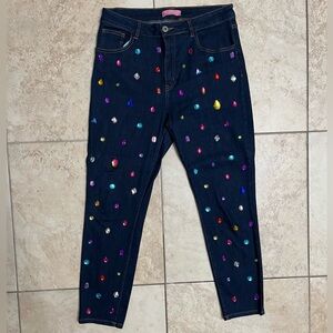 Beaded dark stretch jean